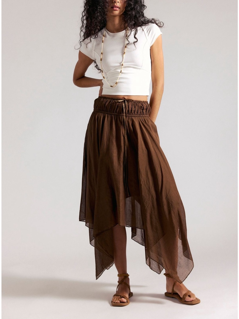 FP ONE KAIA ASYMMETRICAL SKIRT BISON BROWN